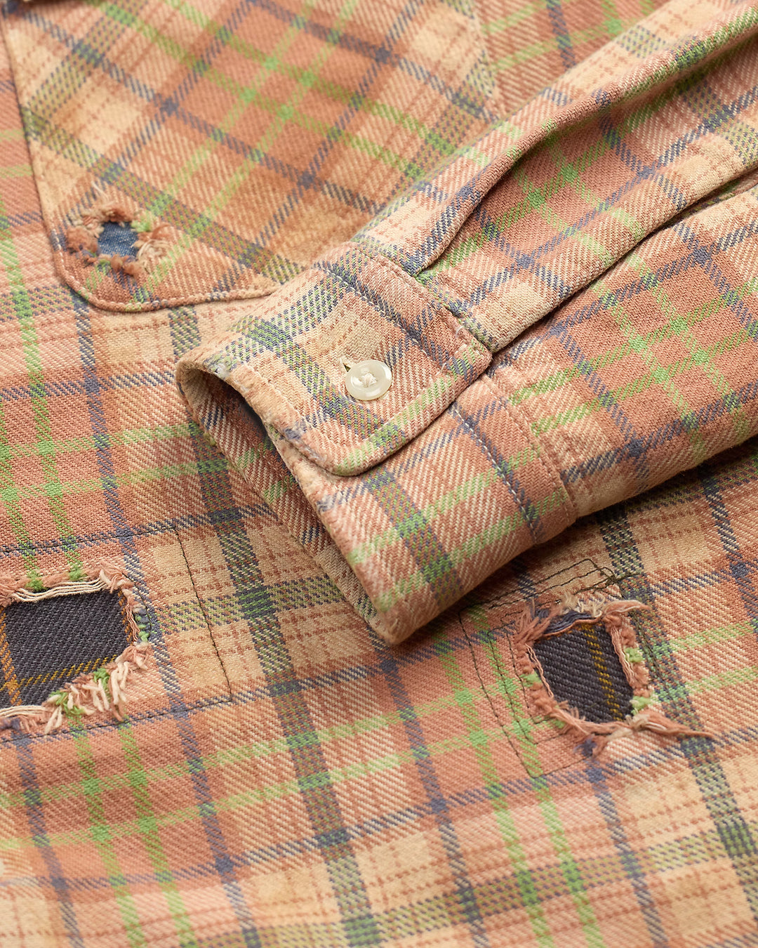 RRL REPAIRED PLAID CAMP SHIRT