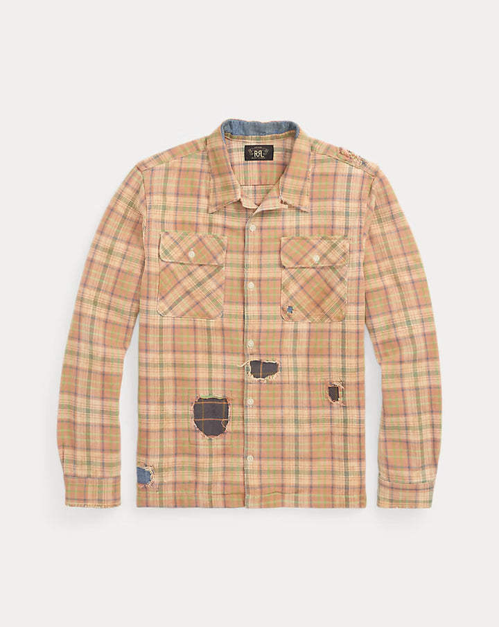 RRL REPAIRED PLAID CAMP SHIRT