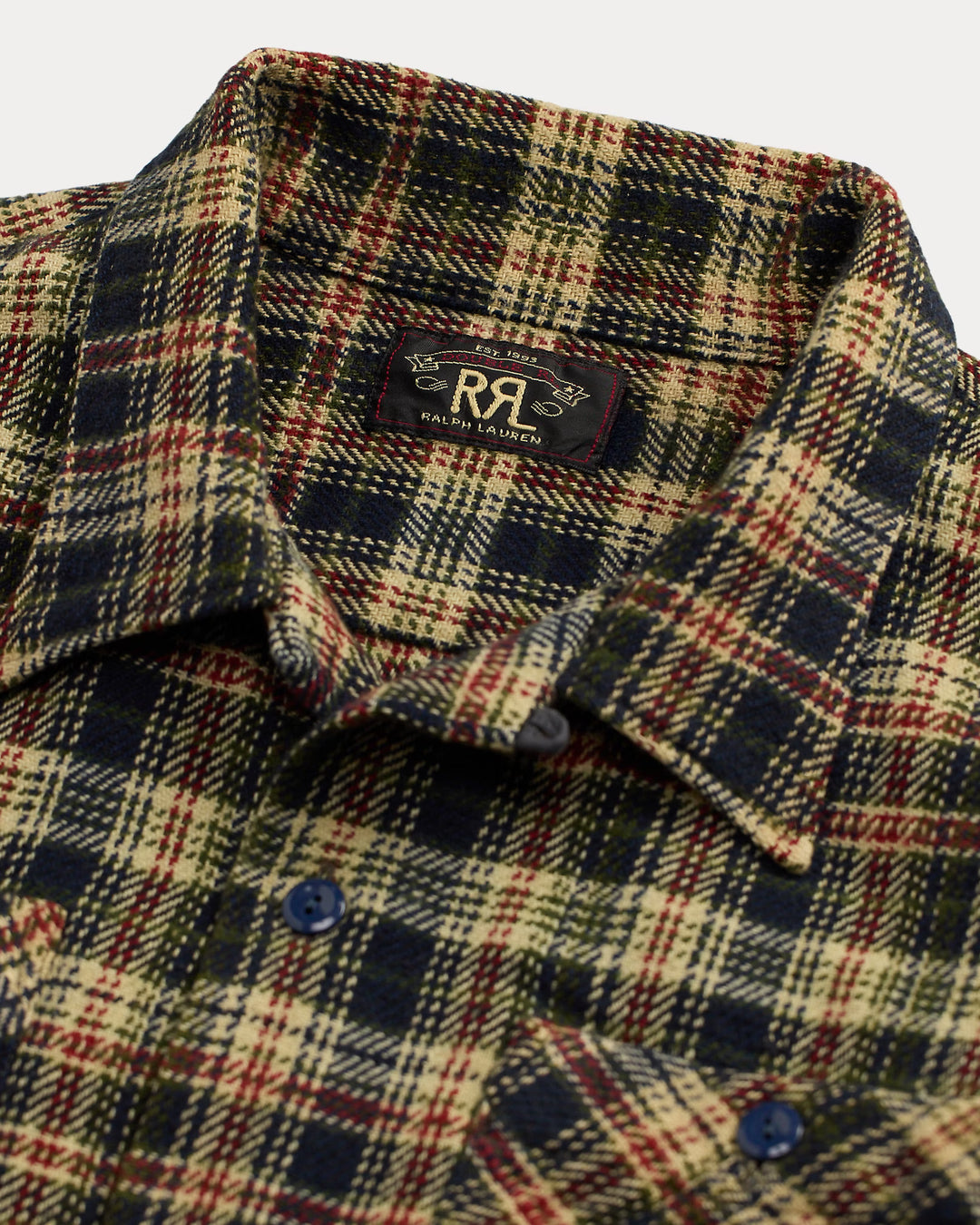 RRL PLAID TWILL CAMP SHIRT