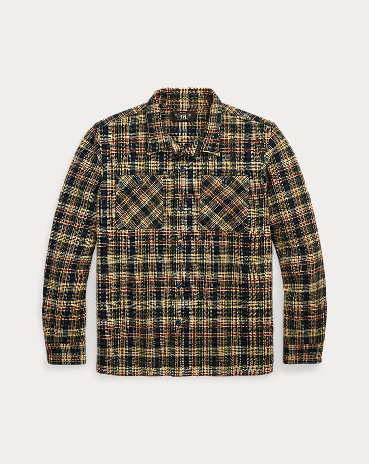 RRL PLAID TWILL CAMP SHIRT