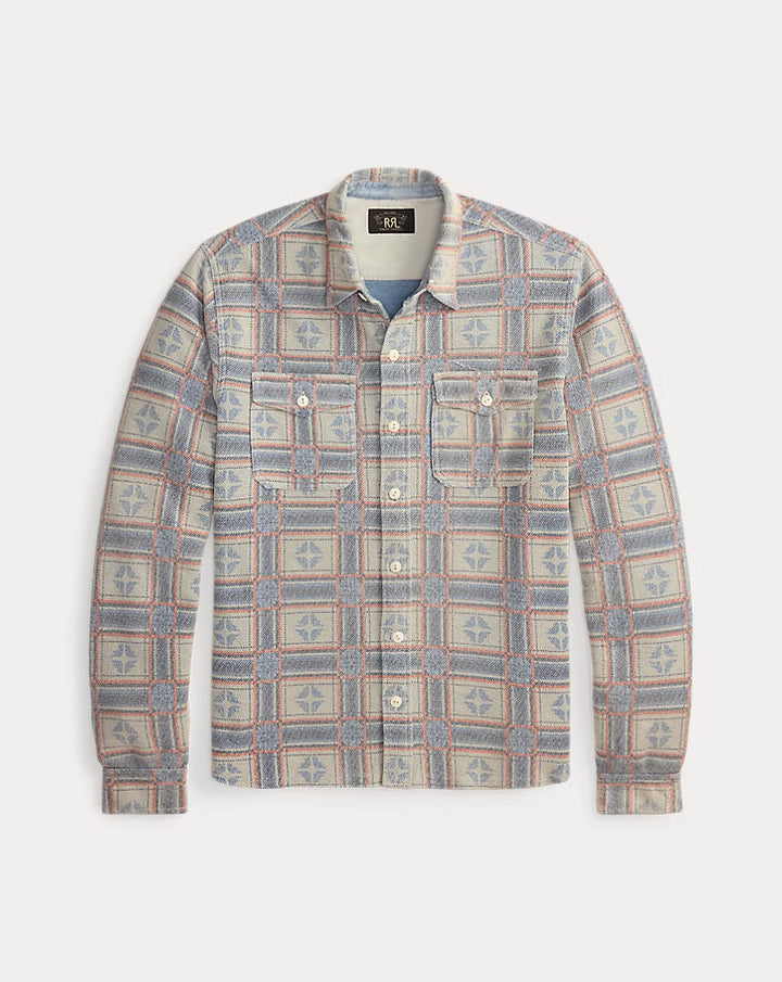 RRL PRINT REVERSE-TERRY WORKSHIRT