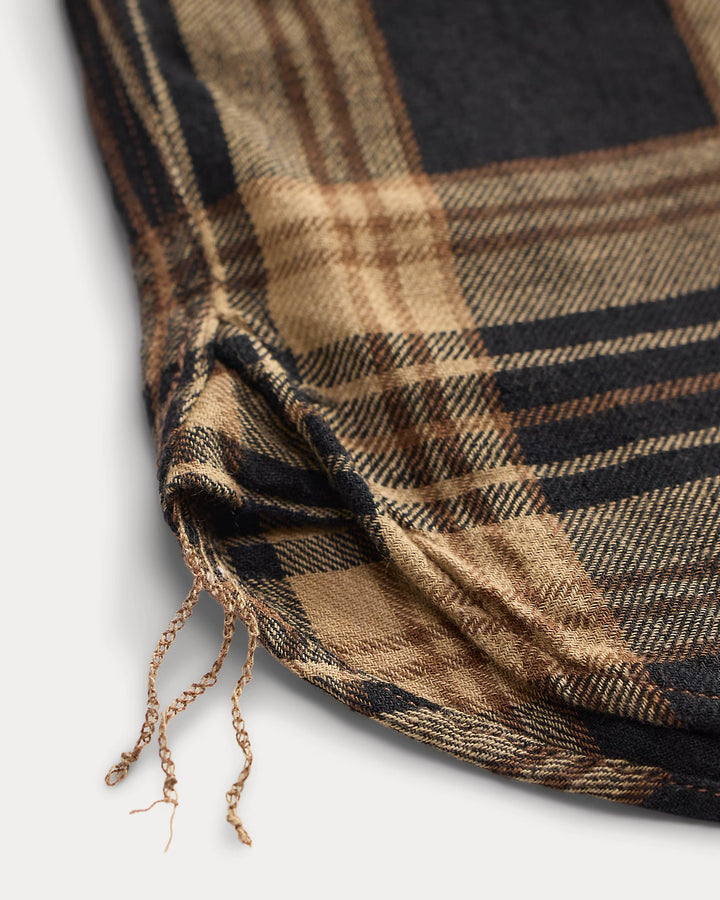 RRL PLAID COTTON-LINEN WORKSHIRT