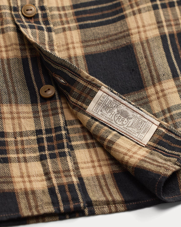 RRL PLAID COTTON-LINEN WORKSHIRT