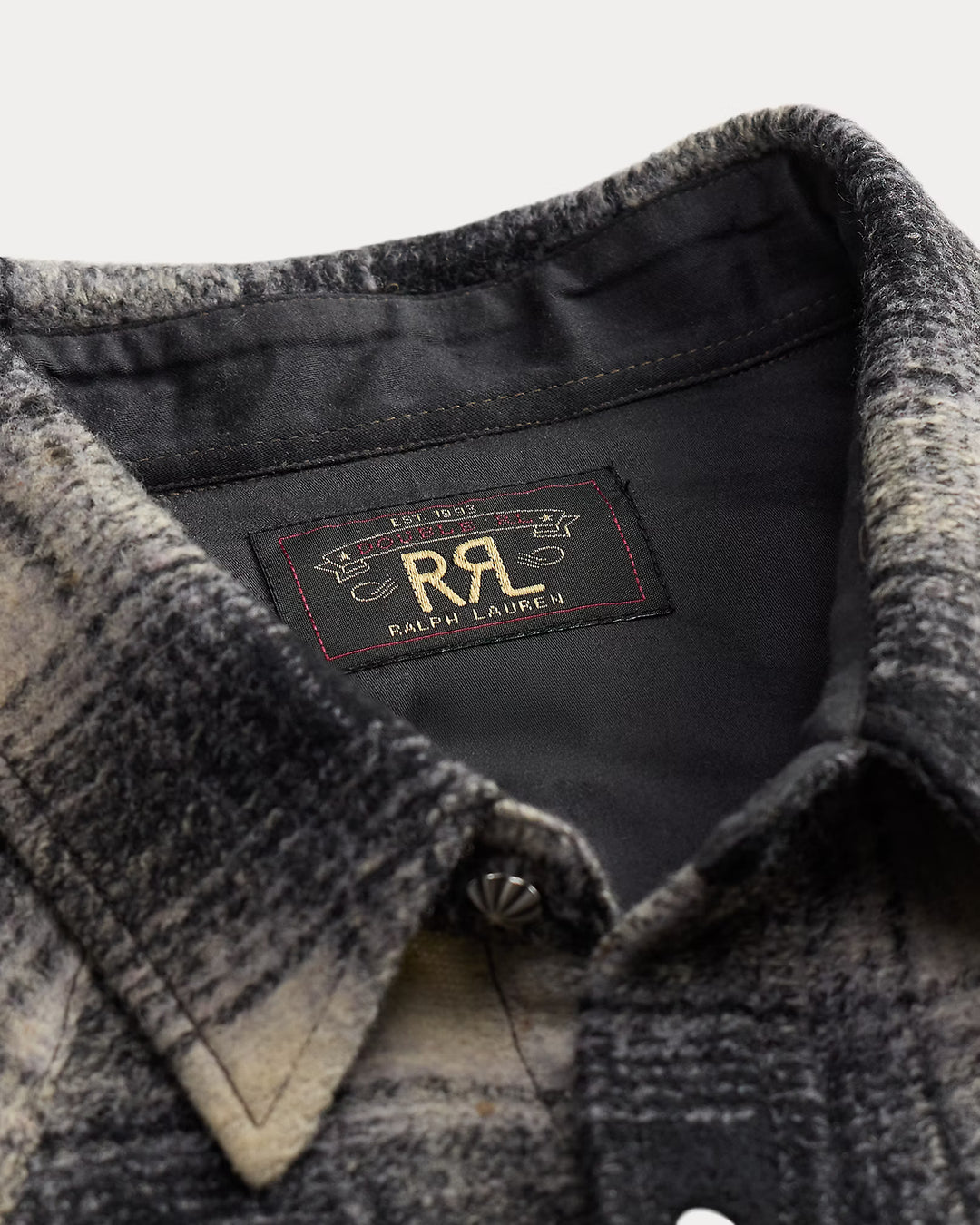 RRL SLIM FIT PLAID WESTERN OVERSHIRT