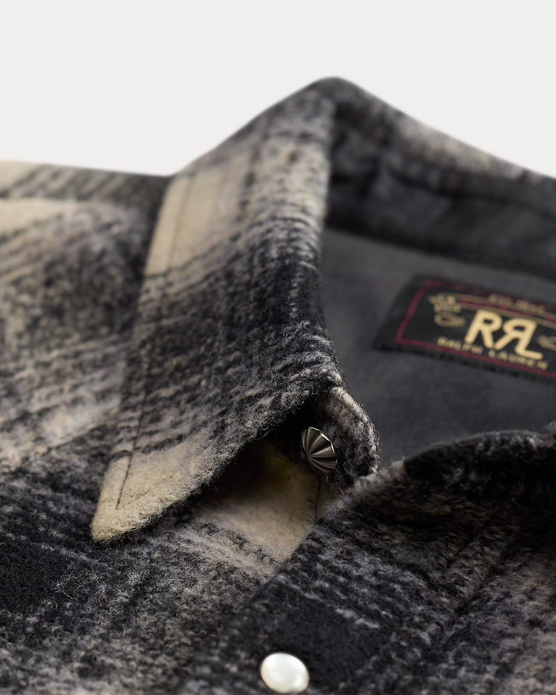 RRL SLIM FIT PLAID WESTERN OVERSHIRT