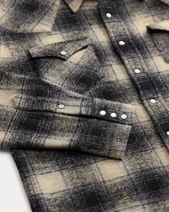 RRL SLIM FIT PLAID WESTERN OVERSHIRT