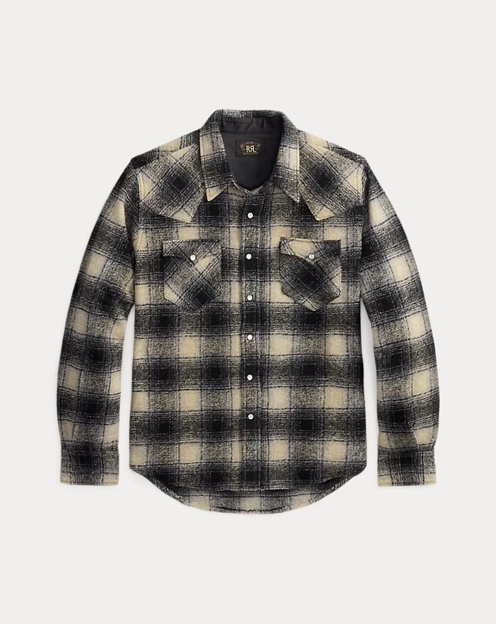 RRL SLIM FIT PLAID WESTERN OVERSHIRT