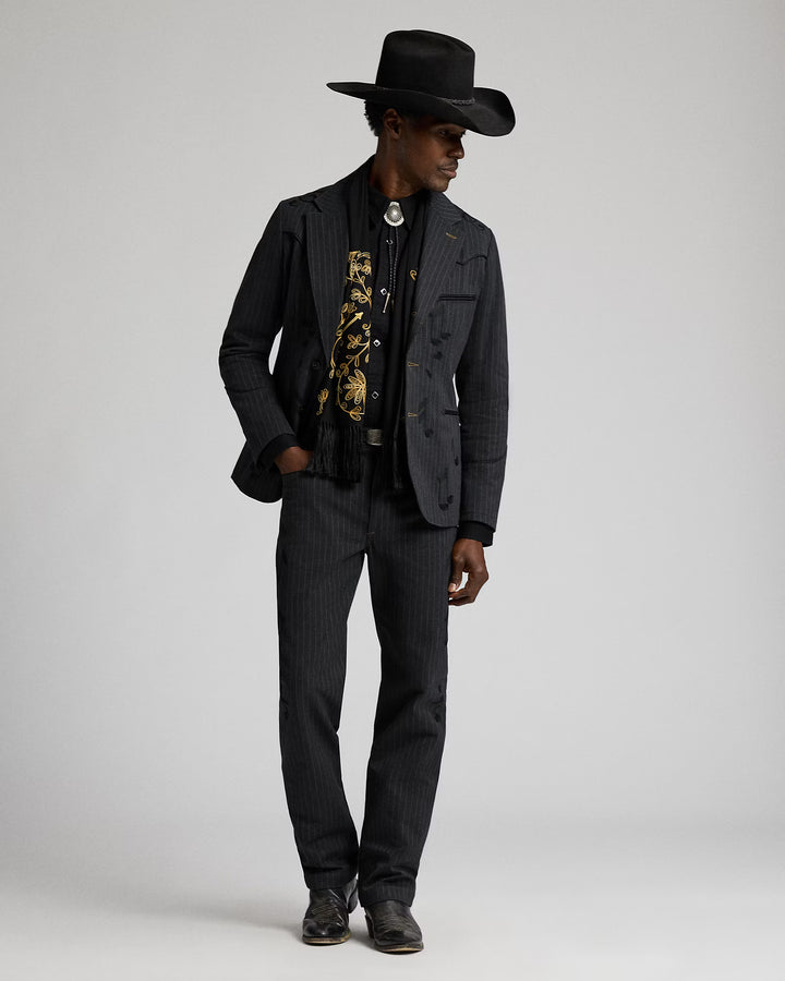 RRL PINSTRIPE DENIM OFFECER'S PANT