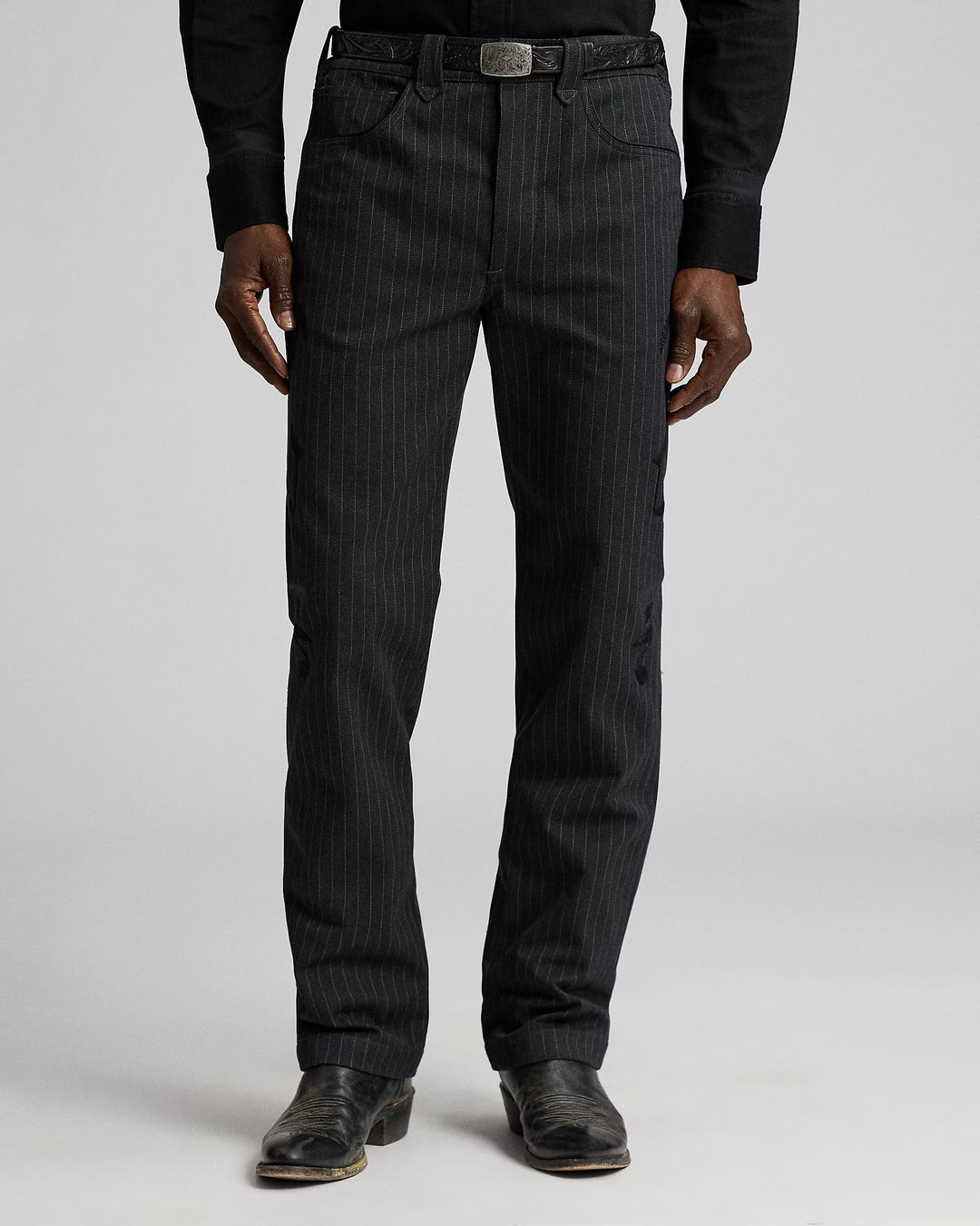 RRL PINSTRIPE DENIM OFFECER'S PANT