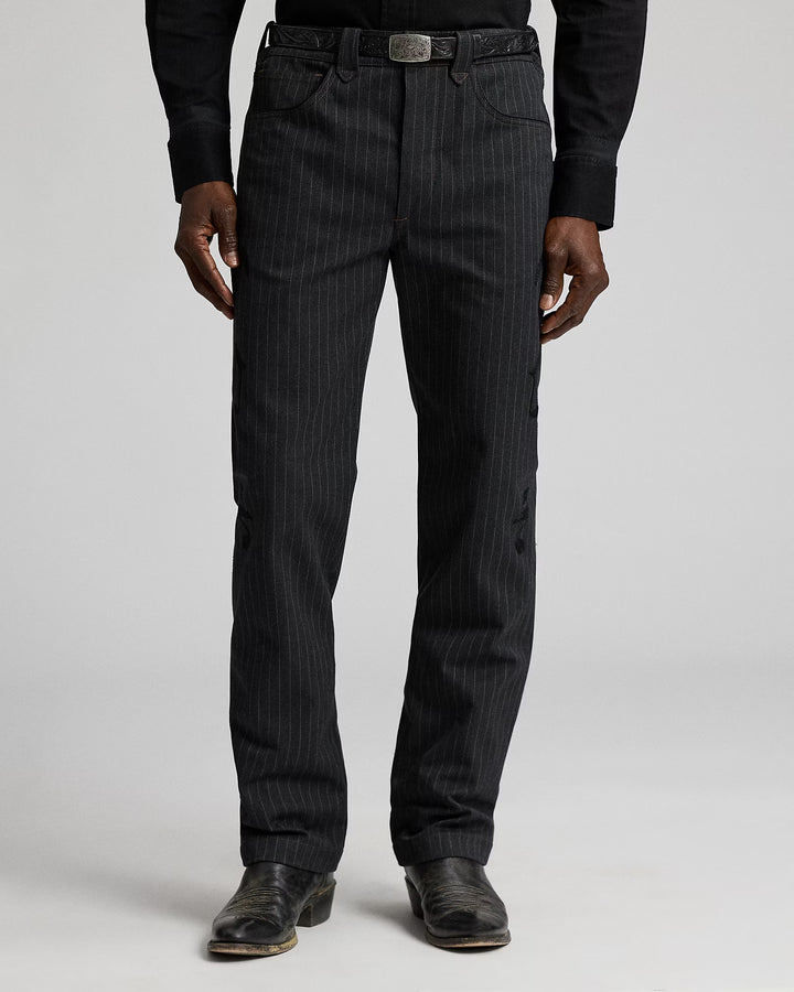 RRL PINSTRIPE DENIM OFFECER'S PANT