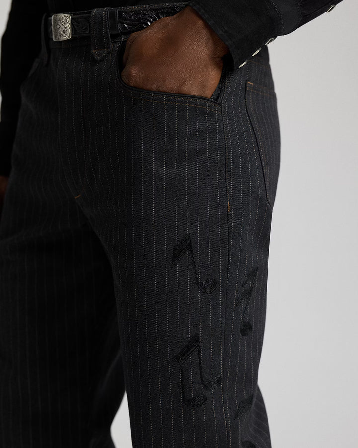 RRL PINSTRIPE DENIM OFFECER'S PANT