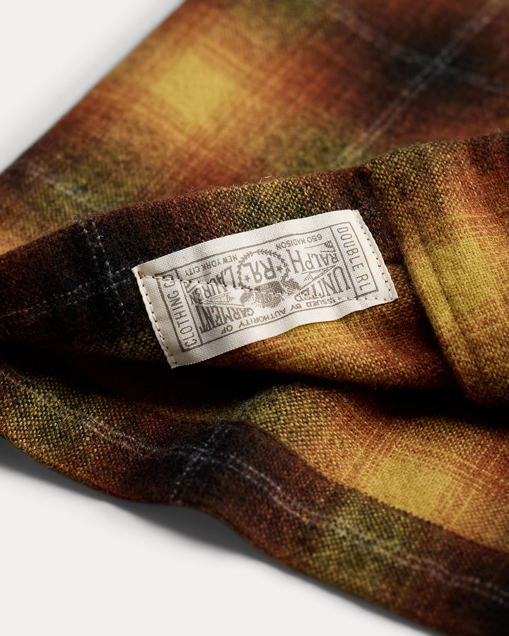 RRL PLAID WOOL BLEND CAMP SHIRT