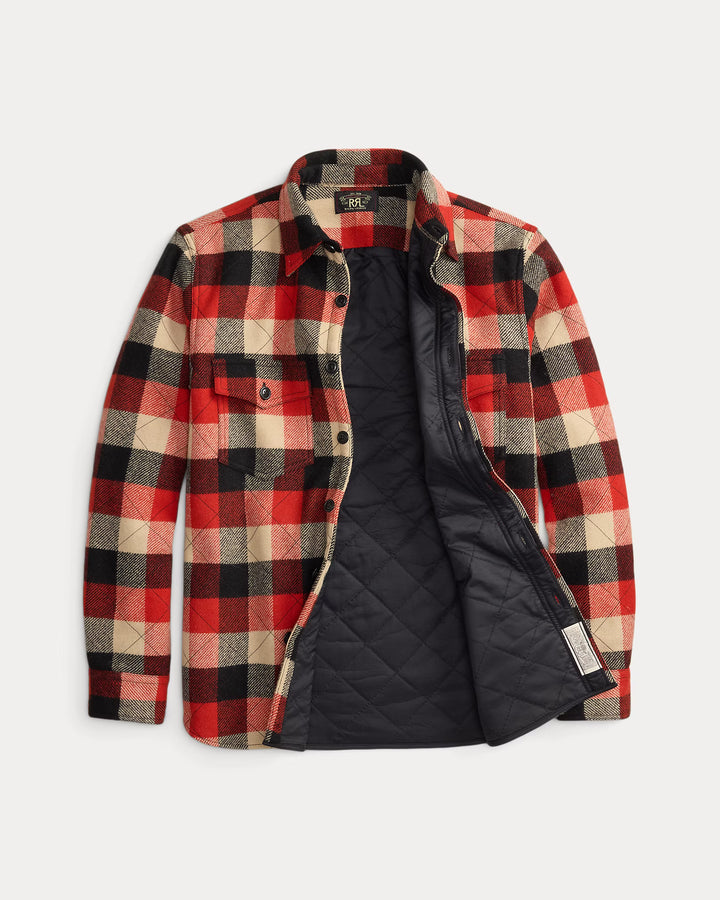 RRL QUILTED PLAID WOOL OVERSHIRT