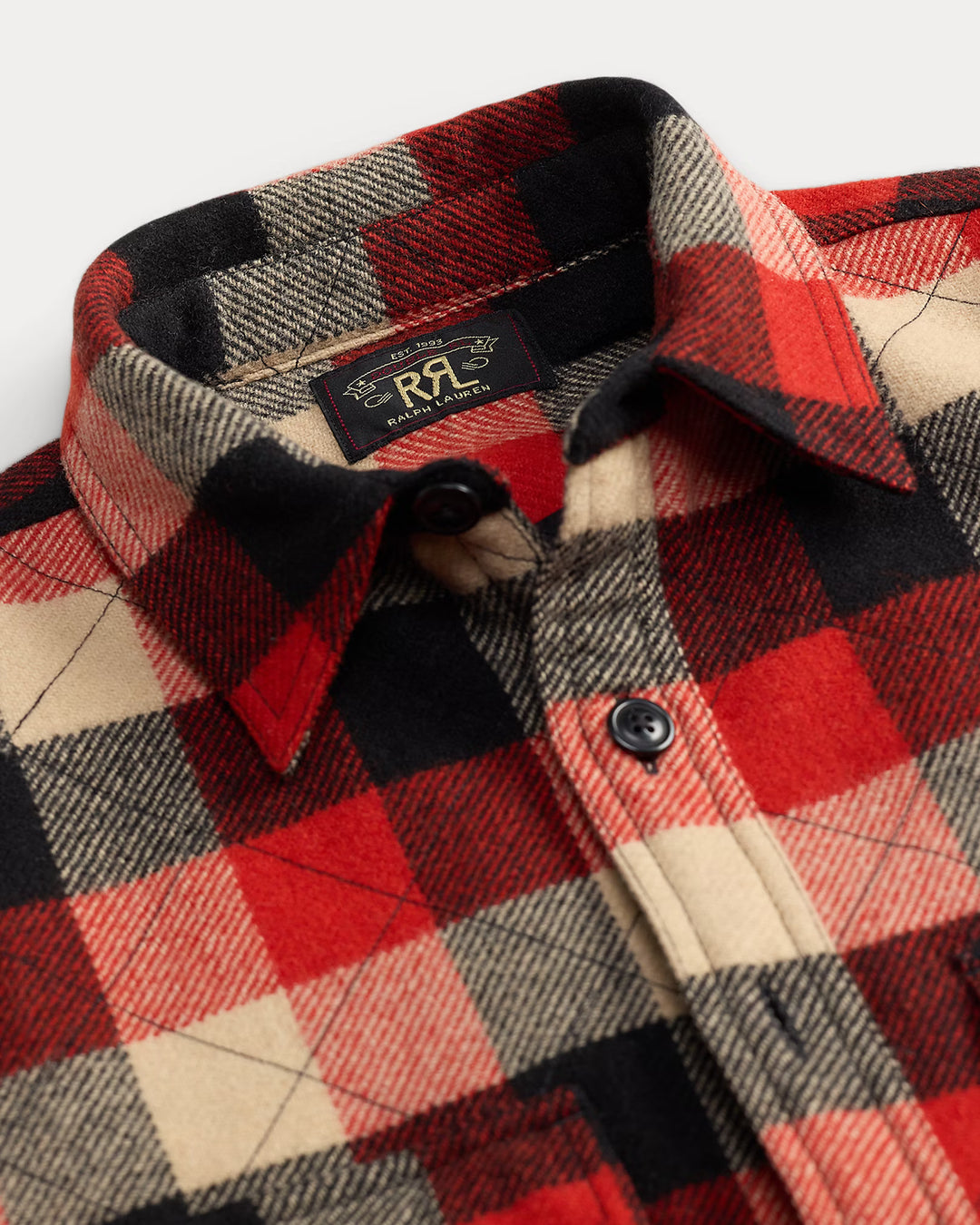 RRL QUILTED PLAID WOOL OVERSHIRT