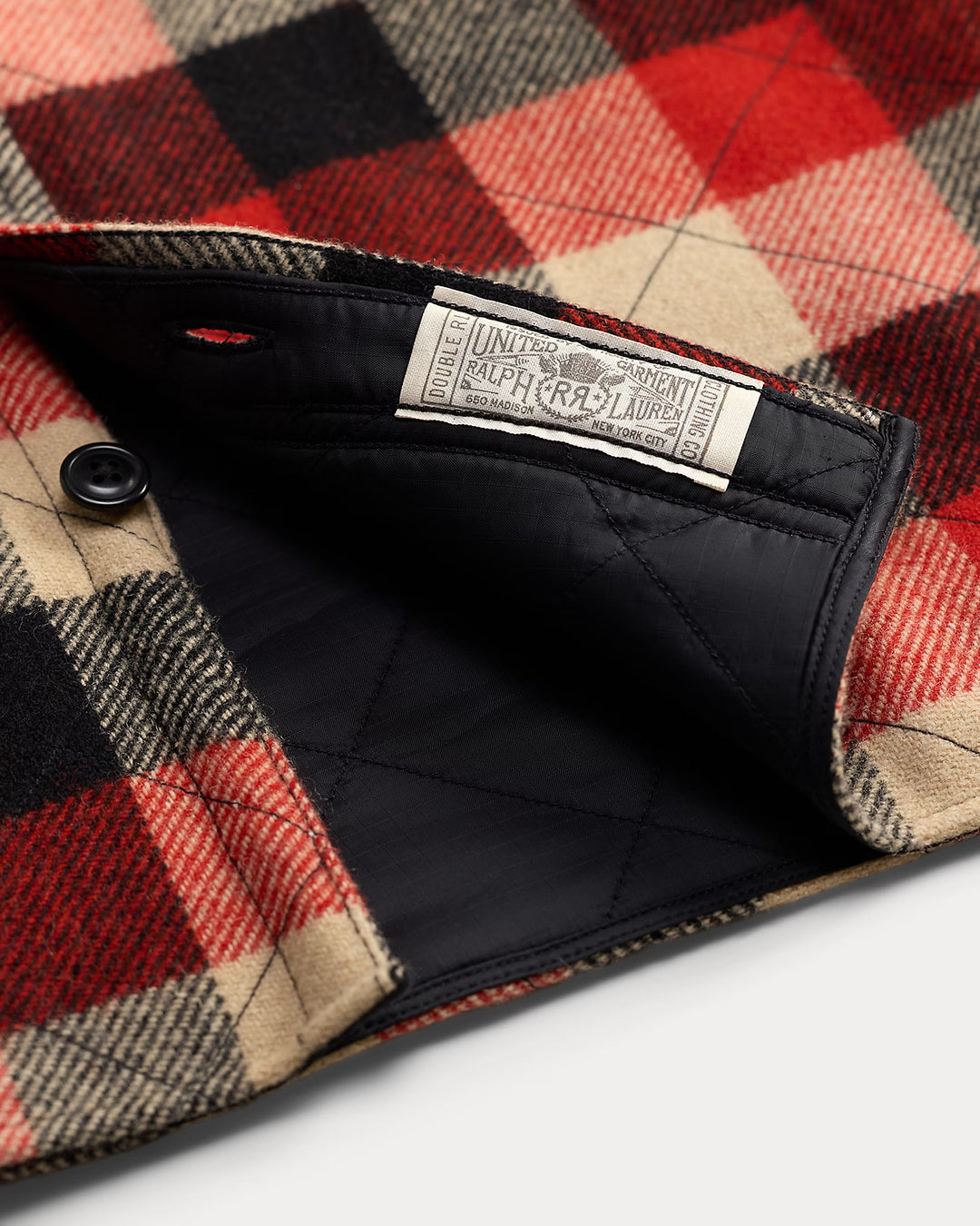 RRL QUILTED PLAID WOOL OVERSHIRT