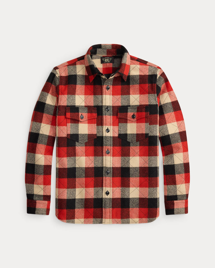 RRL QUILTED PLAID WOOL OVERSHIRT