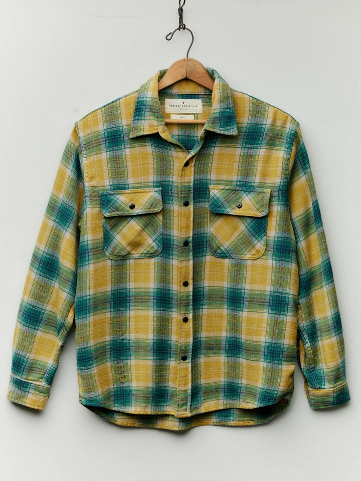 IMOGENE + WILLIE EARL PLAID SHIRT IN JUNIPER